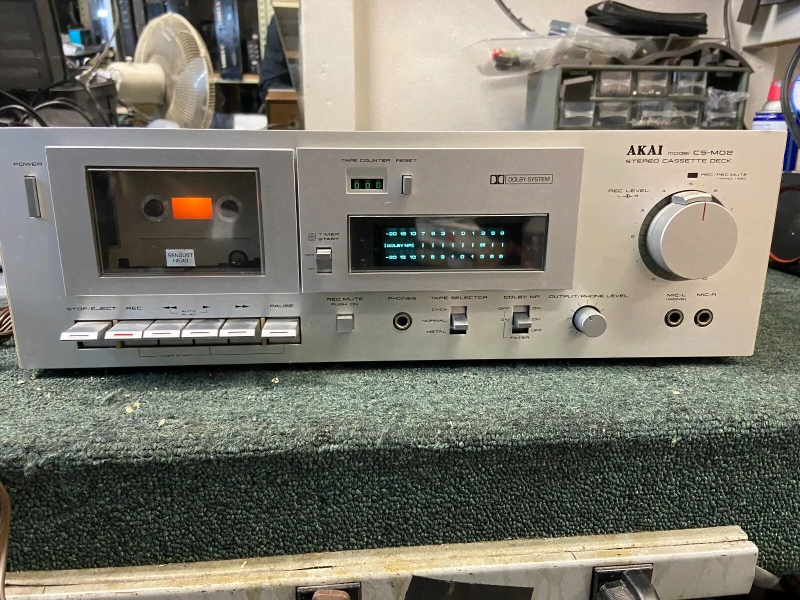 Vintage Akai CS-M02 Stereo Cassette Deck, Working