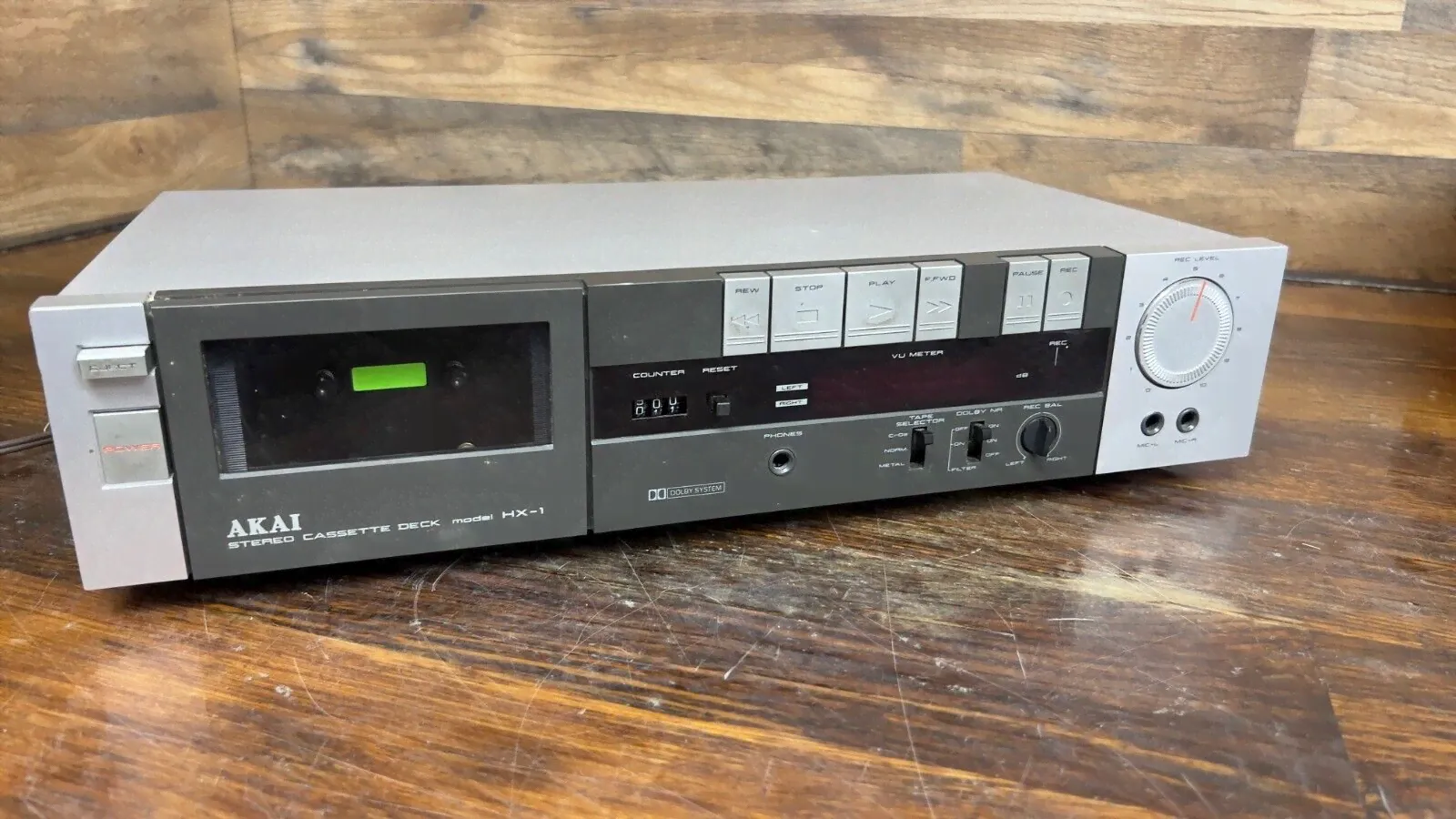 VINTAGE 1980S AKAI 2-CHANNEL STEREO CASSETTE DECK HX-1 DOLBY B TESTED WORKING-0
