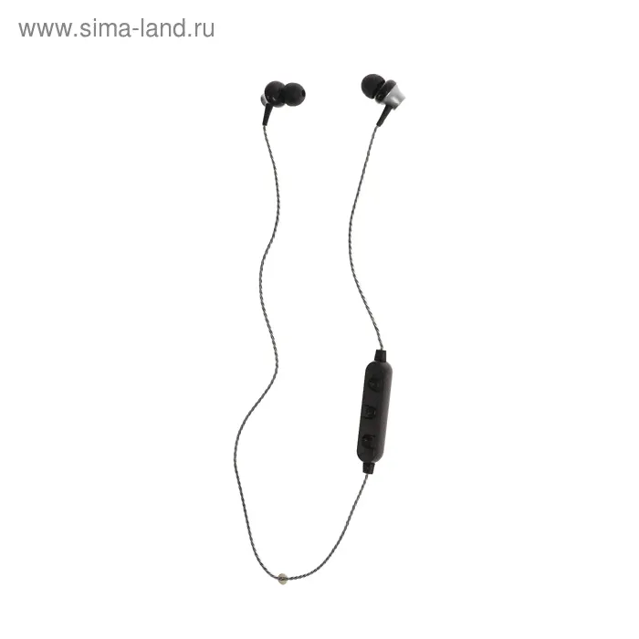Наушники Akai HD-205BG, беспроводные, вакуумные, микрофон, BT v4.2, 80 мАч,черно-серебристые
